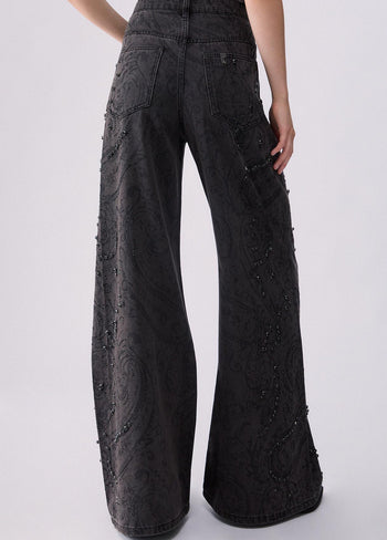 LIU JO BLUE DENIM-UF6244D0319 87540-PANT.FLARE ARABESQUE H.W.