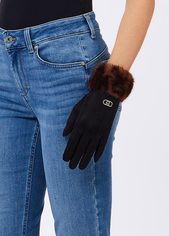 LIUJO ACCESSORI-2F6058T2746 S19E1-GUANTO STAMPATO CON FAKE FUR