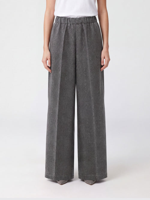 FABIANA FILIPPI-PAD226F456M413 8204-PANTALONI IN FLANELLA GESSATA CON ELASTICO IN VITA