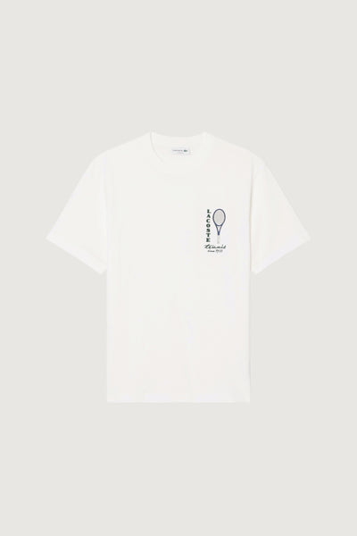 LACOSTE-TH9991 001-T-shirt in jersey di cotone con stampa e ricamo