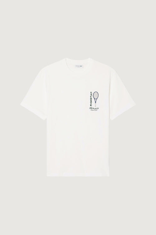 LACOSTE-TH9991 001-T-shirt in jersey di cotone con stampa e ricamo