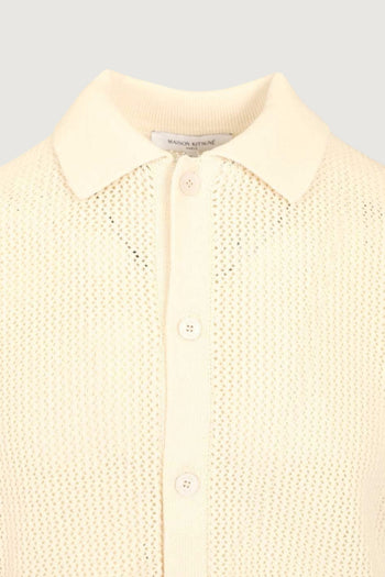 MAISON KITSUNE'-QM00505KT1197 0383-OPEN KNIT SHORT SLEEVE CARDIGAN