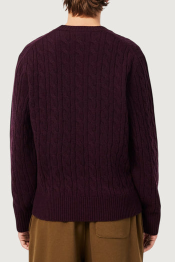LACOSTE-AH2924 3KE -Maglione girocollo a trecce in lana cardata