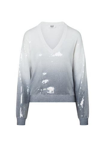 LIU JO WHITE-WF6178MS49I L9205-ECS MAGLIA CHIUSA SHADED PRINT