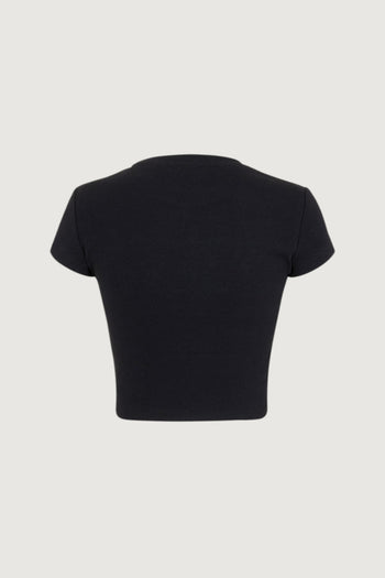 Crop top in costina maniche corte - 2