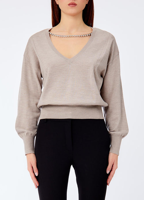 LIU JO COLLECTION-CF6186MA82O 02158-MAGLIA CHIUSA M/L CON STRASS