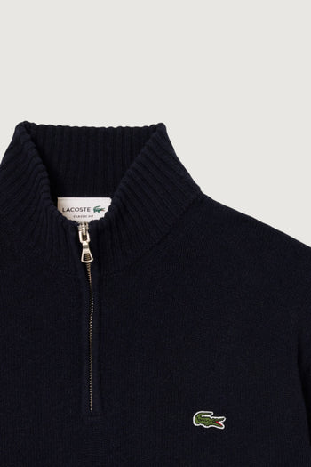 LACOSTE-AH3052 166-Maglione a collo alto in lana cardata con zip