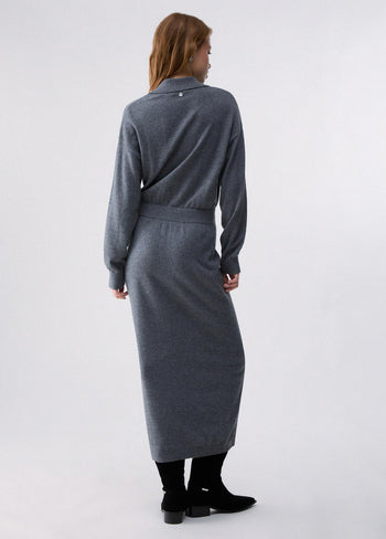 LIU JO WHITE-WF6394MA52S 02050-ABITO MIDI MAGLIA CON FIBBIA