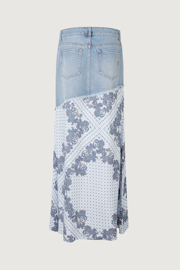PINKO-106415A33Z EE8-FUGA GONNA DENIM + TWILL STAMP