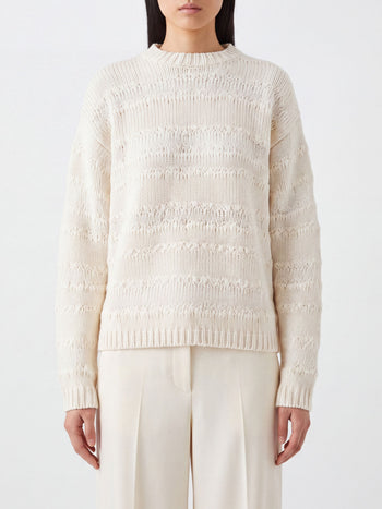 FABIANA FILIPPI-MAD226F457M451 25-MAGLIA GIROCOLLO,RIGHE PLATINUM MOHAIR E MICRO PAI