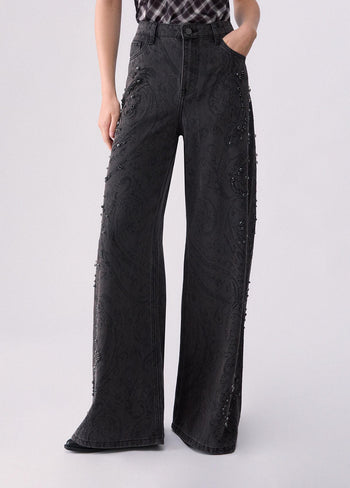 LIU JO BLUE DENIM-UF6244D0319 87540-PANT.FLARE ARABESQUE H.W.