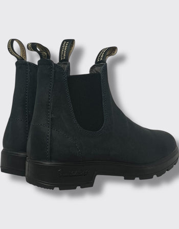 Quattro Stagioni black suede Chelsea boots with elastic side panels and pull tabs.