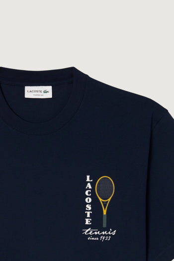 LACOSTE-TH9991 166-T-shirt in jersey di cotone con stampa e ricamo