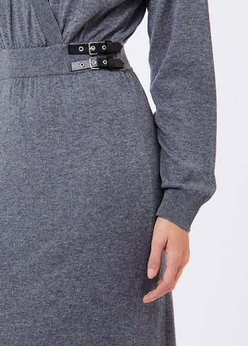 LIU JO WHITE-WF6394MA52S 02050-ABITO MIDI MAGLIA CON FIBBIA