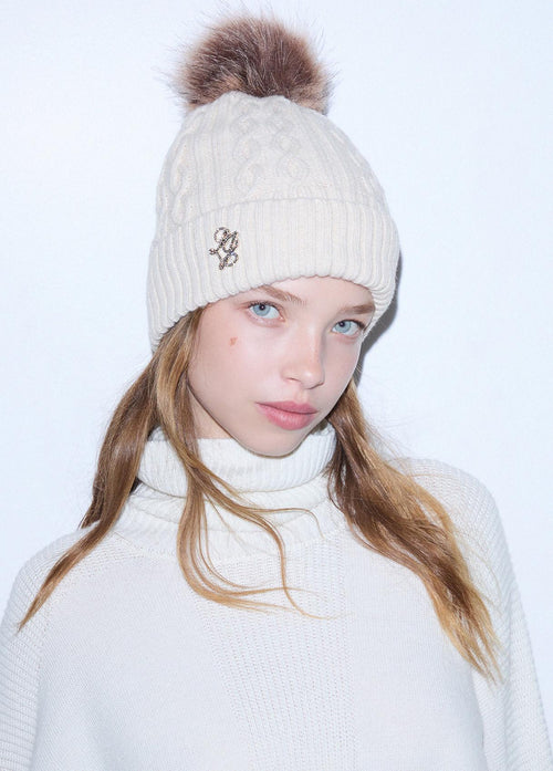 LIUJO ACCESSORI-2F6008MA33S 00192-BEANIE TRECCE PONPON
