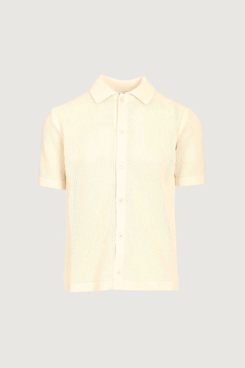 MAISON KITSUNE'-QM00505KT1197 0383-OPEN KNIT SHORT SLEEVE CARDIGAN