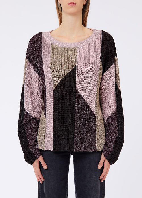LIU JO WHITE-WF6046MS92P L9193-ECS MAGLIA M/L INTARSIO LAMÉ