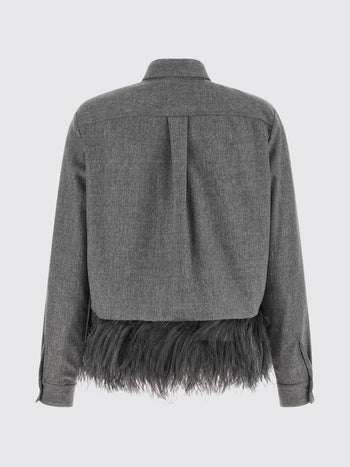 FABIANA FILIPPI-CAD226F312M415 8131-CAMICIA BOXY IN FLANELLA CON PIUME AL FONDO