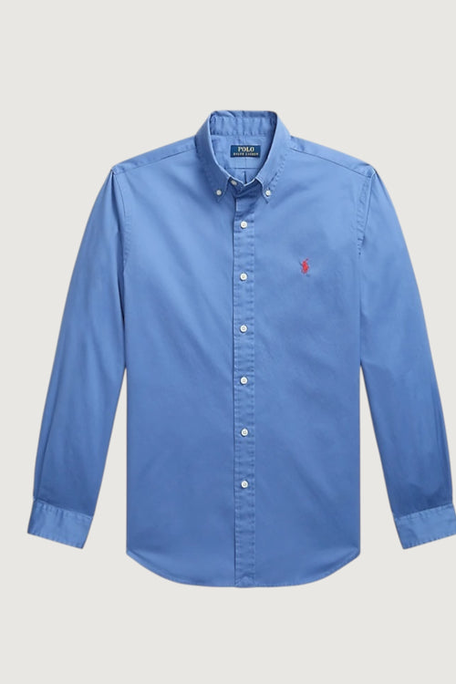 POLO RALPH LAUREN UOMO-710B20512 004-Camicia Polo Ralph Lauren Twill Blu