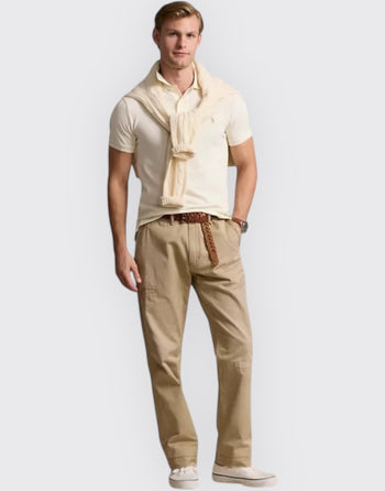 Quattro Stagioni men's slim-fit light yellow cotton piqué polo shirt with a textured finish.