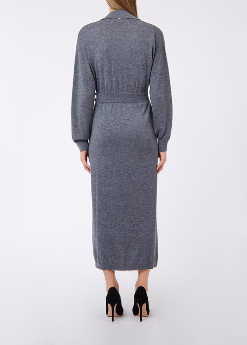 LIU JO WHITE-WF6394MA52S 02050-ABITO MIDI MAGLIA CON FIBBIA