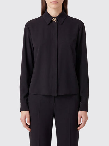 FABIANA FILIPPI-CAD216F312D620 5146-CAMICIA BOXY IN FRESCOLANA CON BOTTONI NODO