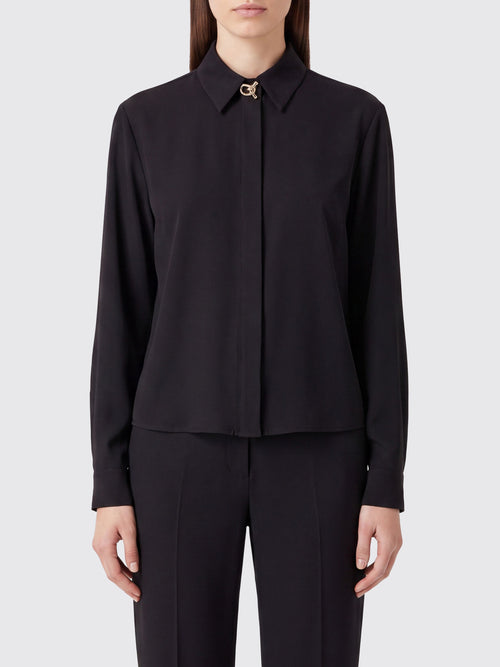 FABIANA FILIPPI-CAD216F312D620 5146-CAMICIA BOXY IN FRESCOLANA CON BOTTONI NODO