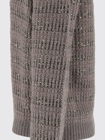 FABIANA FILIPPI-MAD226F452M420 1276-MAGLIA GIROCOLLO IN PLATINUM MOHAIR RIGHE PAILLETT
