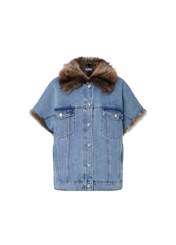 LIU JO BLUE DENIM-UF6154D0347 79093-GILET DENIM LUXURY