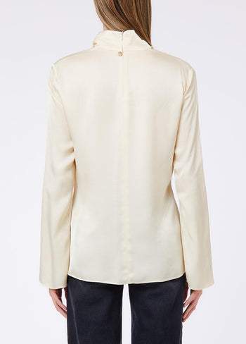 LIU JO WHITE-WF6282T2571 51216-TUNICA SATIN COLLO DRAPPEGGIAT