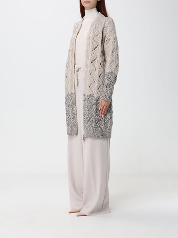 FABIANA FILIPPI-MAD216F057M326 167-BOMBER PLATINUM PUNTO TRAFORATO BANDA BICOLORE FON