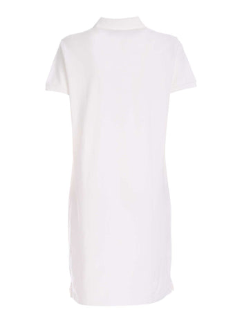 Abito bianco con ricamo logo blu - 3