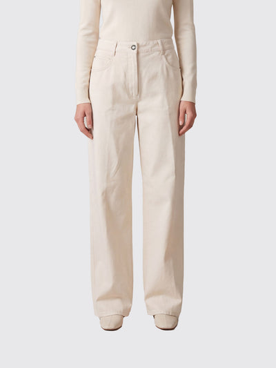 FORTE_FORTE-15337 IVORY-pantalone 5 tasche denim flock