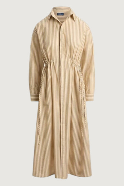 Chemisier rigato lino cotone coulisse