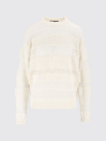 FABIANA FILIPPI-MAD226F457M451 25-MAGLIA GIROCOLLO,RIGHE PLATINUM MOHAIR E MICRO PAI