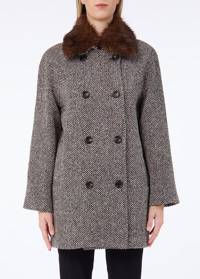LIU JO COLLECTION-CF6210T868A D3084-ECS CAPPOTTO C/COLLO ECOPELO