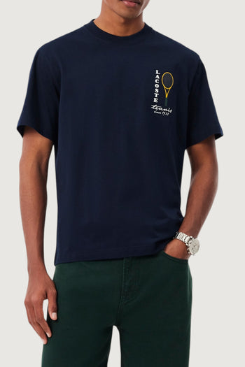 LACOSTE-TH9991 166-T-shirt in jersey di cotone con stampa e ricamo