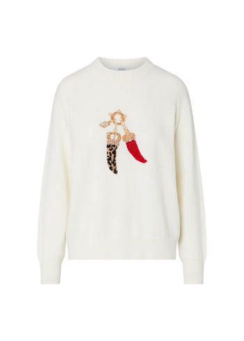 LIU JO WHITE-WF6457MS009 L9458-ECS MAGLIA M/L LUCKY CHARMS
