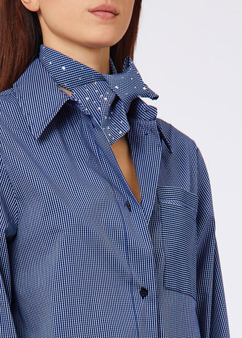 LIU JO WHITE-WF6269T740A L9571-CAMICIA C/ CRAVATTA CON RICAMI
