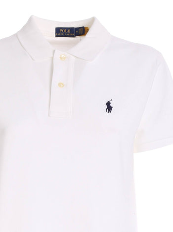 Abito bianco con ricamo logo blu - 2