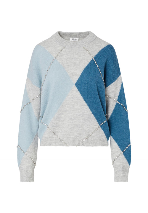 LIU JO WHITE-WF6184MA15R L9196-MAGLIA CHIUSA M/L ARGYLE
