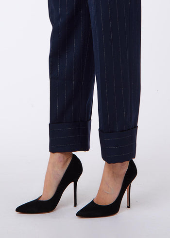 LIU JO WHITE-WF6250T731A L9173-PANT. CON RISVOLTO GESSATO