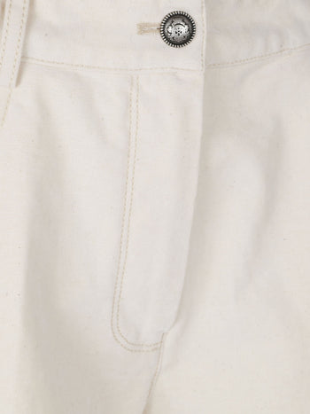 FORTE_FORTE-15337 IVORY-pantalone 5 tasche denim flock
