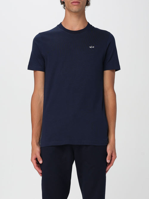 Organic cotton t-shirt bluette con dettaglio logo