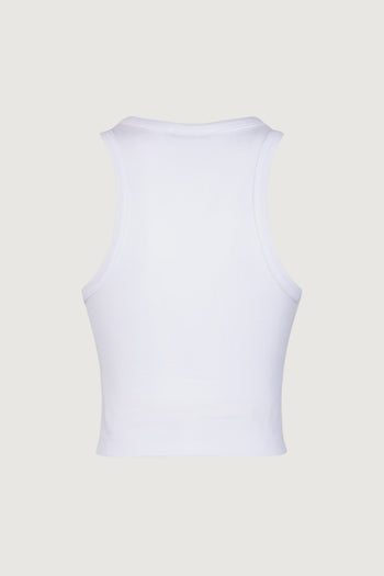 Crop top in costina con scollo all'americana - 2