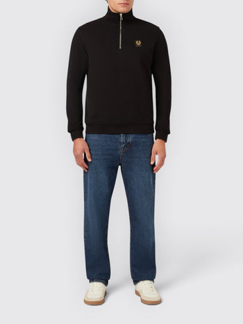 BELSTAFF-106570 BLACK -QUARTER ZIP FLEECE