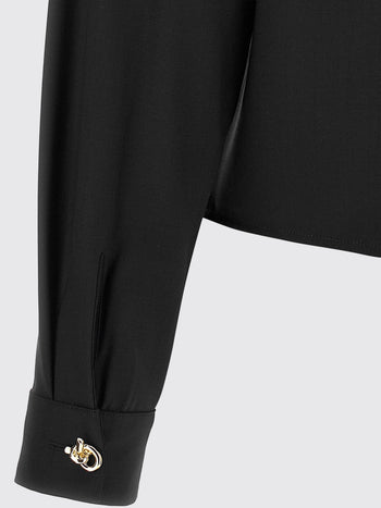 FABIANA FILIPPI-CAD216F312D620 5146-CAMICIA BOXY IN FRESCOLANA CON BOTTONI NODO