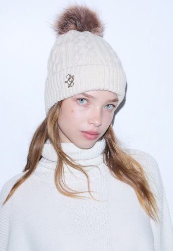 LIUJO ACCESSORI-2F6008MA33S 00192-BEANIE TRECCE PONPON