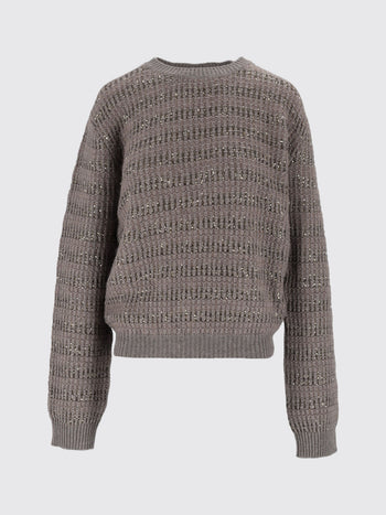 FABIANA FILIPPI-MAD226F452M420 1276-MAGLIA GIROCOLLO IN PLATINUM MOHAIR RIGHE PAILLETT