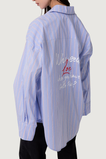 Camicia over in bastonetto di cotone con claim - 4